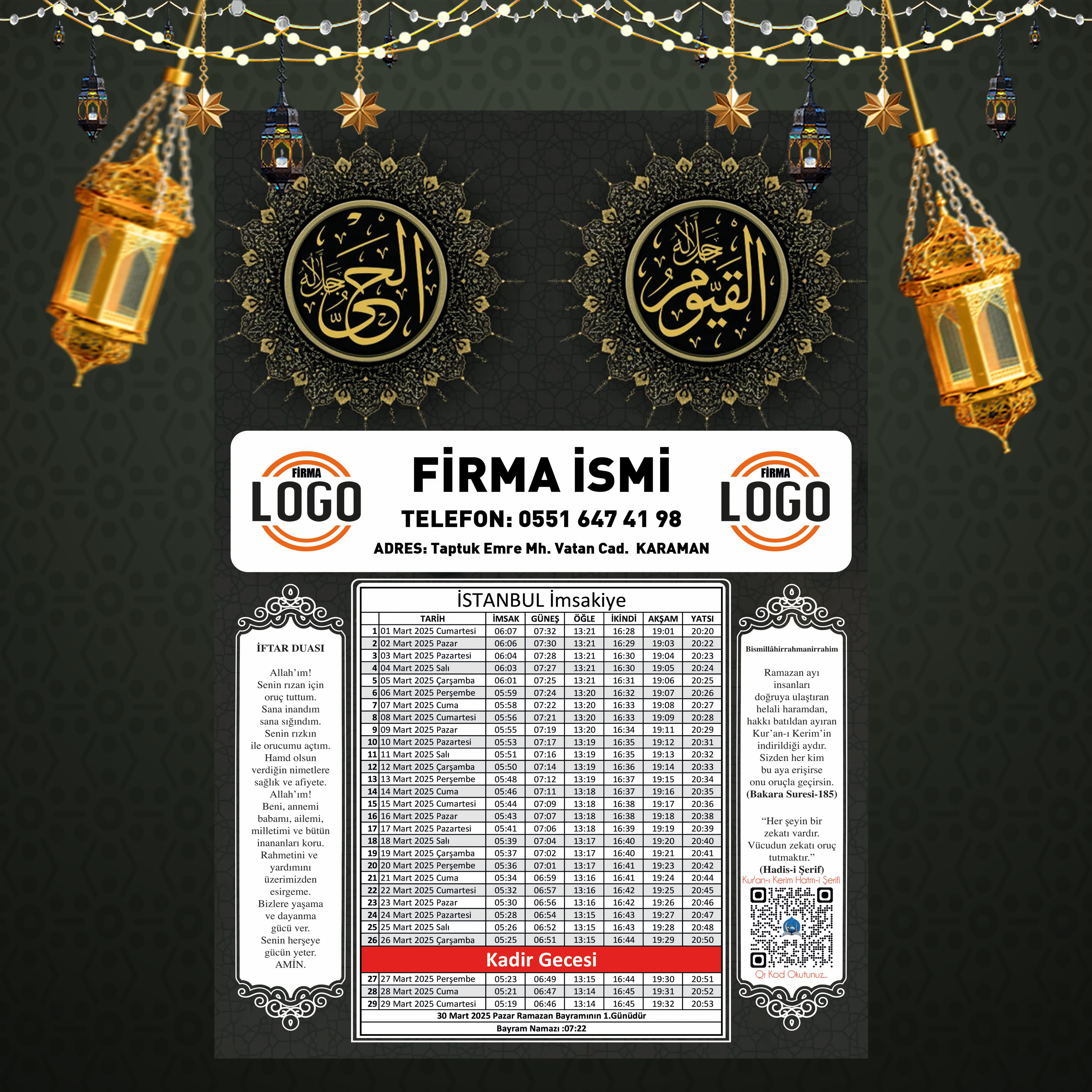 Ramazan İmsakiyesi - 1025